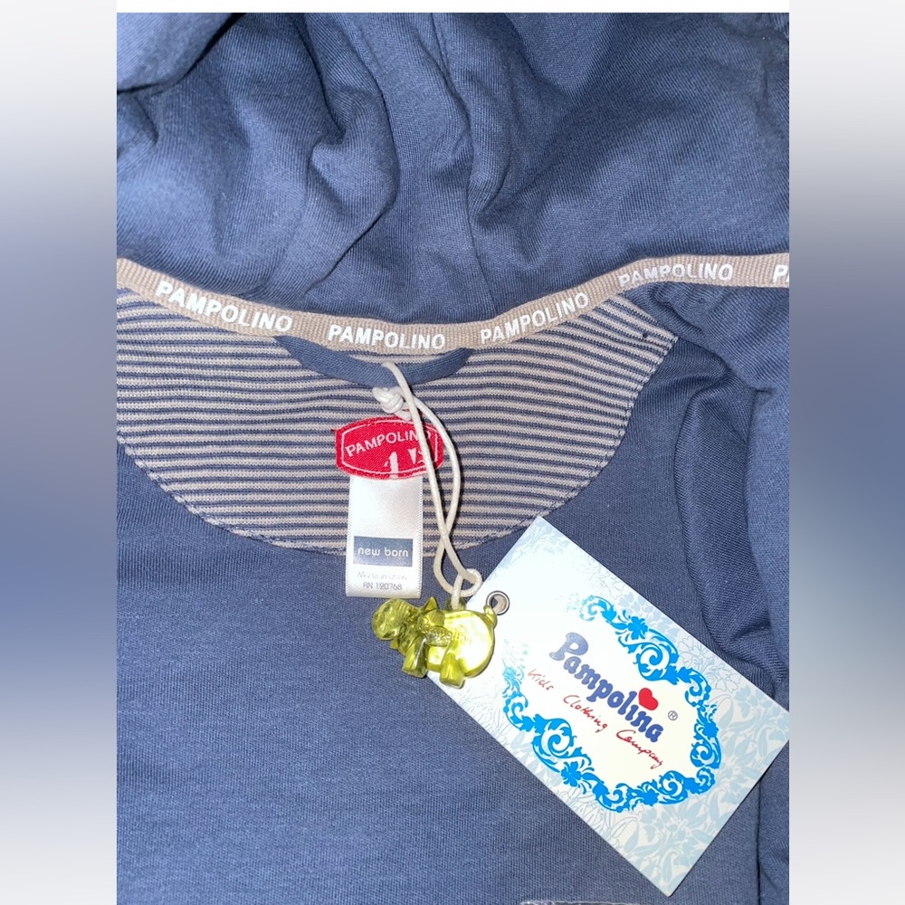 Pampolina Soft Cozy Blue Snap Hoodie Baby Jacket size Newborn NWT - Picture 3 of 9